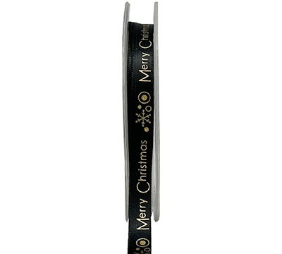 10mm merry christmas print (3pcs) - black gold