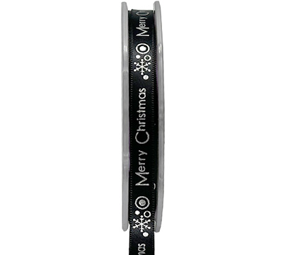 10mm merry christmas print (3pcs) - black silver