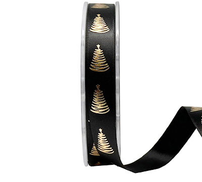 16mm satin scribble tree (3pcs) - black gold