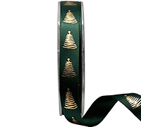 16mm satin scribble tree (3pcs) - dark green gold