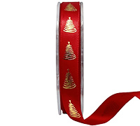 16mm satin scribble tree (3pcs) - red gold