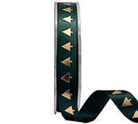 16mm satin tiny trees (3pcs) - dark green gold