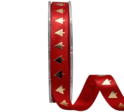 16mm satin tiny trees (3pcs) - red gold