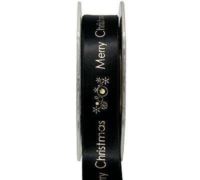 22mm merry christmas print (3pcs) - black gold