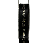 22mm merry christmas print (3pcs) - black gold
