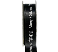 22mm merry christmas print (3pcs) - black silver