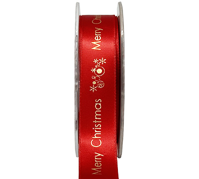 22mm merry christmas print (3pcs) - red white