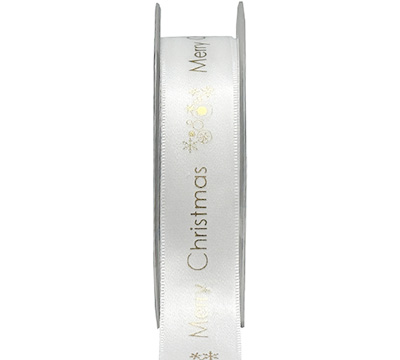 22mm merry christmas print (3pcs) - white gold