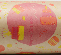 10m happy birthday kraft slim-wrap pack-hot pink-yellow-orange
