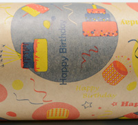 10m happy birthday kraft slim-wrap pack-navy-yellow-orange