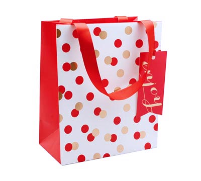 gift bag medium confetti (5pcs) - red-gold