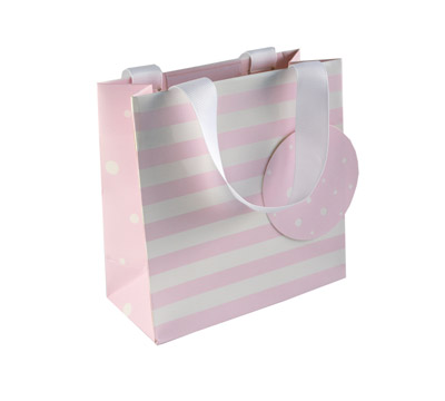 gift bag small spots n stripes (5pcs) - pink