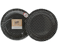 plates 18cm-7inch (3pkts) - black polkadot