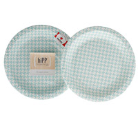 plates 18cm-7inch (3pkts) - duck egg blue houndstooth