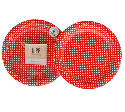 plates 18cm-7inch (3pkts) - red polkadot