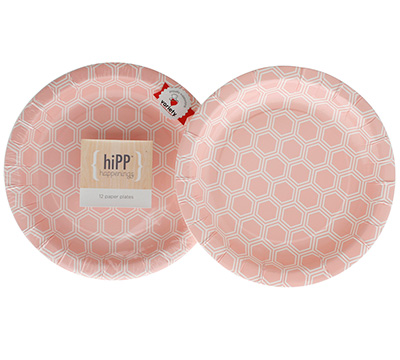 plates 18cm-7inch (3pkts) - sweet pink honeycomb