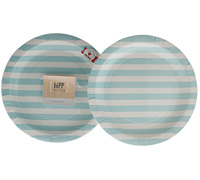 plates 23cm-9inch (3pkts) - duck egg blue stripe