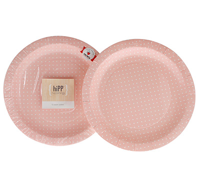 plates 23cm-9inch (3pkts) - sweet pink dot