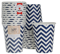 cups 250ml-9oz (3pkts) - navy chevron