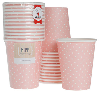 cups 250ml-9oz (3pkts) - sweet pink dot
