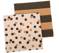 napkins reversible 3ply (4pcs) - confetti black-gold stripe