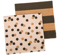 napkins reversible 3ply (4pcs) - confetti black-gold stripe