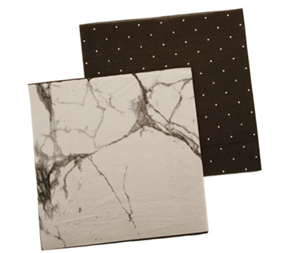 napkins reversible 3ply (4pcs) - marble-black pegboard