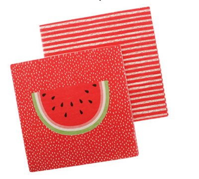 napkins reversible 3ply (4pcs) - watermelon crush-stripe