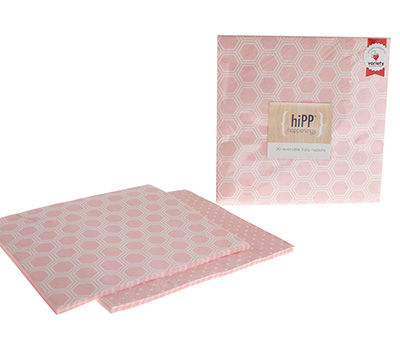 napkins reversible 3ply (3pcs) - pink honeycomb-dot
