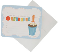 invitations 1st birthday (4pkts) - blue