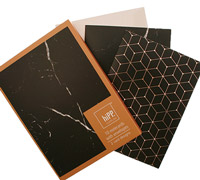 notecards (4pkts) - black marble and black-copper foil