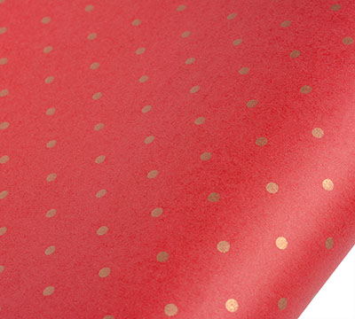 5m mini dots on kraft wrap - red-gold pack