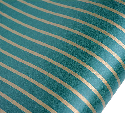 5m thin stripe on kraft wrap - emerald-gold pack