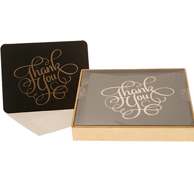 boxed thank you cards (4 boxes) - black-gold