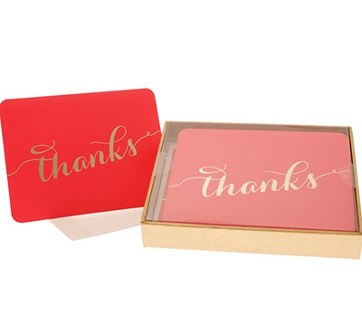 boxed thank you cards (4 boxes) - cerise-gold