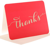 thank you cards (4pkts) - cerise-gold