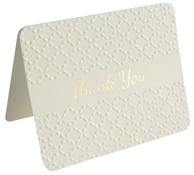thank you cards embossed (4pkts) - creme