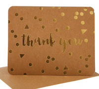 thank you cards confetti (4pkts) - kraft-gold